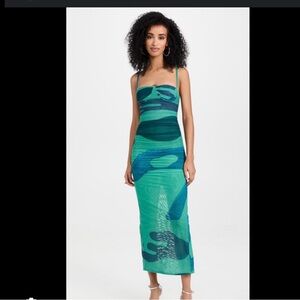 Elegant Green and Blue Women Dress